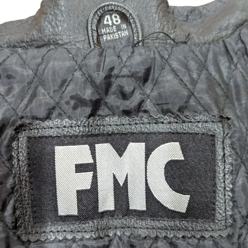 FMC Men's 48 Motorcycle Biker Jacket 100% Leather in Black